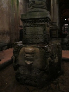 The cistern is infamous for this upside-down Medusa head.